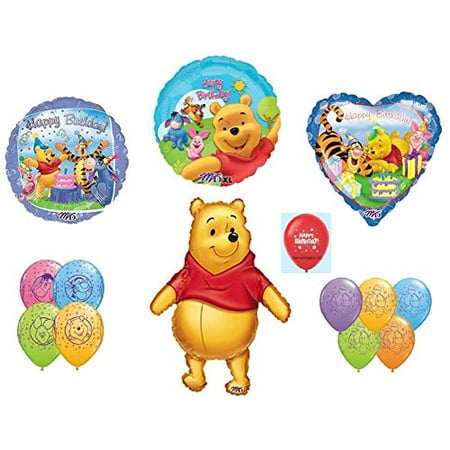 Winnie the Pooh Piglet Tigger Eeyore Happy Birthday Balloons Bouquet Party Decor