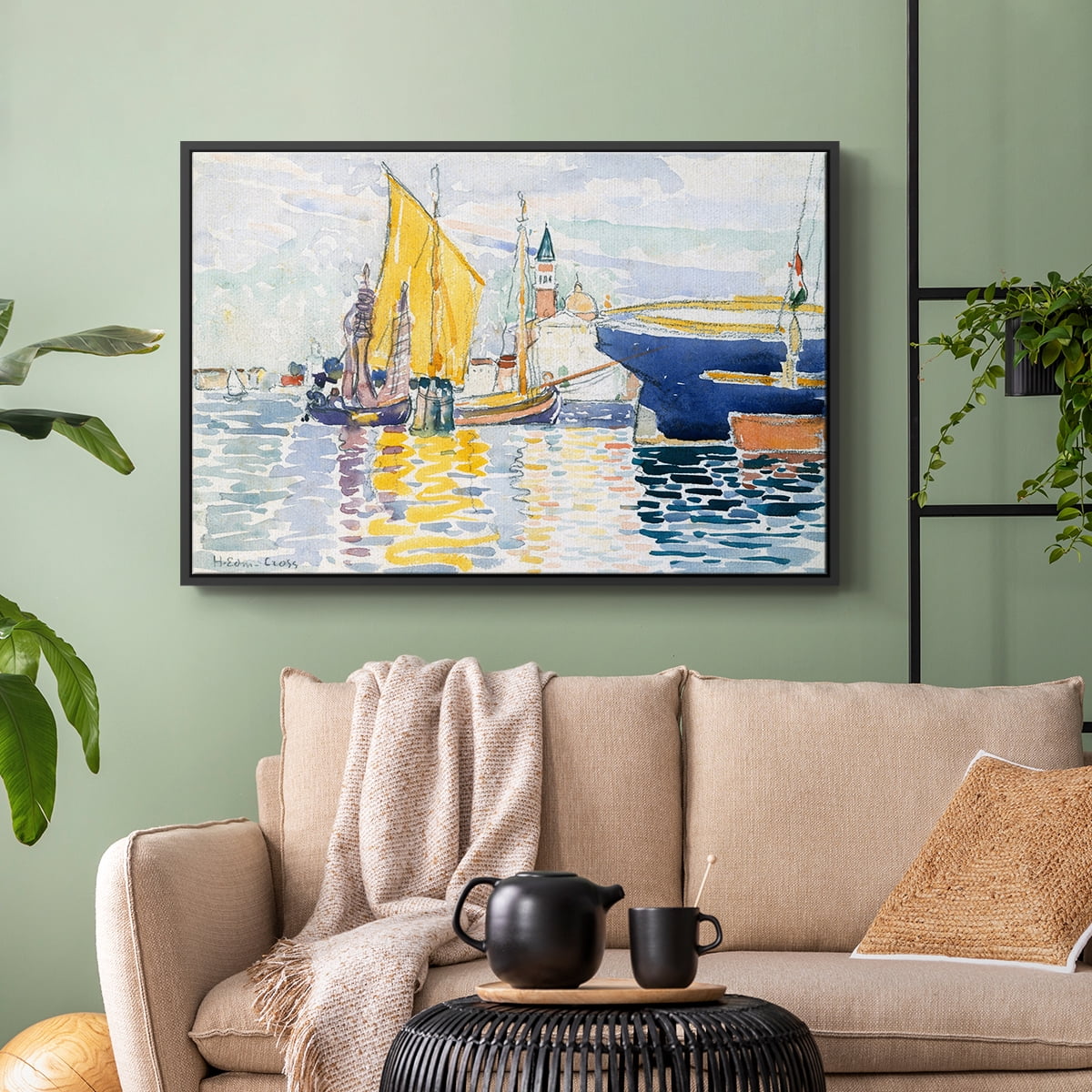Vintage Landscape-CXL By Wexford Home Framed in Black Wood Gallery Wrapped Canvas 25 in. x 37 in.