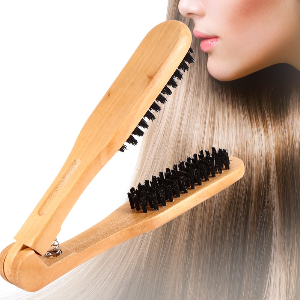 Ashata Professional Hairdressing Comb Double Brushes Wooden Antistatic