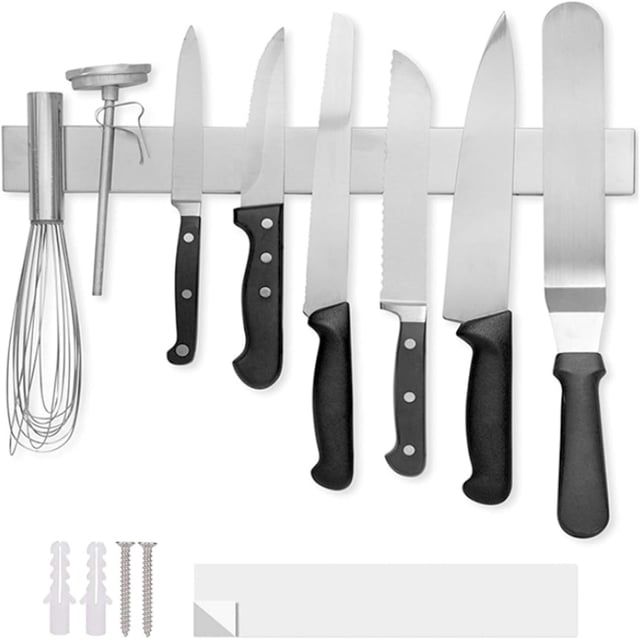 Wall Mounted Magnetic Knife Bar, Stainless Steel Heavy Duty Strip For Space-Efficient Kitchen Storage (40cm)