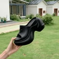 thumbnail image 4 of HNMKIU Ladies Slippers Summer Thick Soled EVA Soft Sole Flip Flops Outdoor Comfortable Platform Sandals Women Z02_Black,5.5, 4 of 7