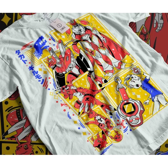 Reprint Rare Agumon Adventure T-shirt Veemon Digimon Adventure Omnimon Anime Tee gift clothes