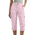 thumbnail image 2 of Dwellite Capri Pants for Women Casual Summer Spring Stretch Straight Leg Cargo Capris with Pockets Cropped Trouser Pink 2XL, 2 of 8