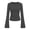 Dark Gray, variant on Perfectbot Women's Flare Long Sleeve T-Shirt Crewneck Fitted Stretchy Ruched Waist Fall Trendy Basic Tee