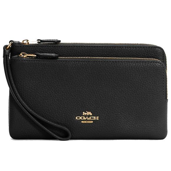 MONEDERO COACH ORIGINAL PARA CELULAR DOUBLE ZIP WALLET BLACK C5610