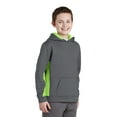 thumbnail image 4 of Sport-Tek Youth Sport Wick Fleece Colorblock Hooded Pullover-S (Dark Smoke Grey/ Lime Shock), 4 of 6