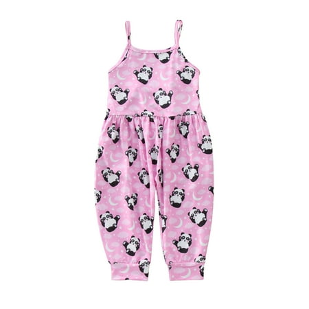 

ZMHEGW Toddler Kids Baby Girls Sleeveless Summer Strap Print Romper Jumpsuit Playsuit Clothes for 1Y-6Y
