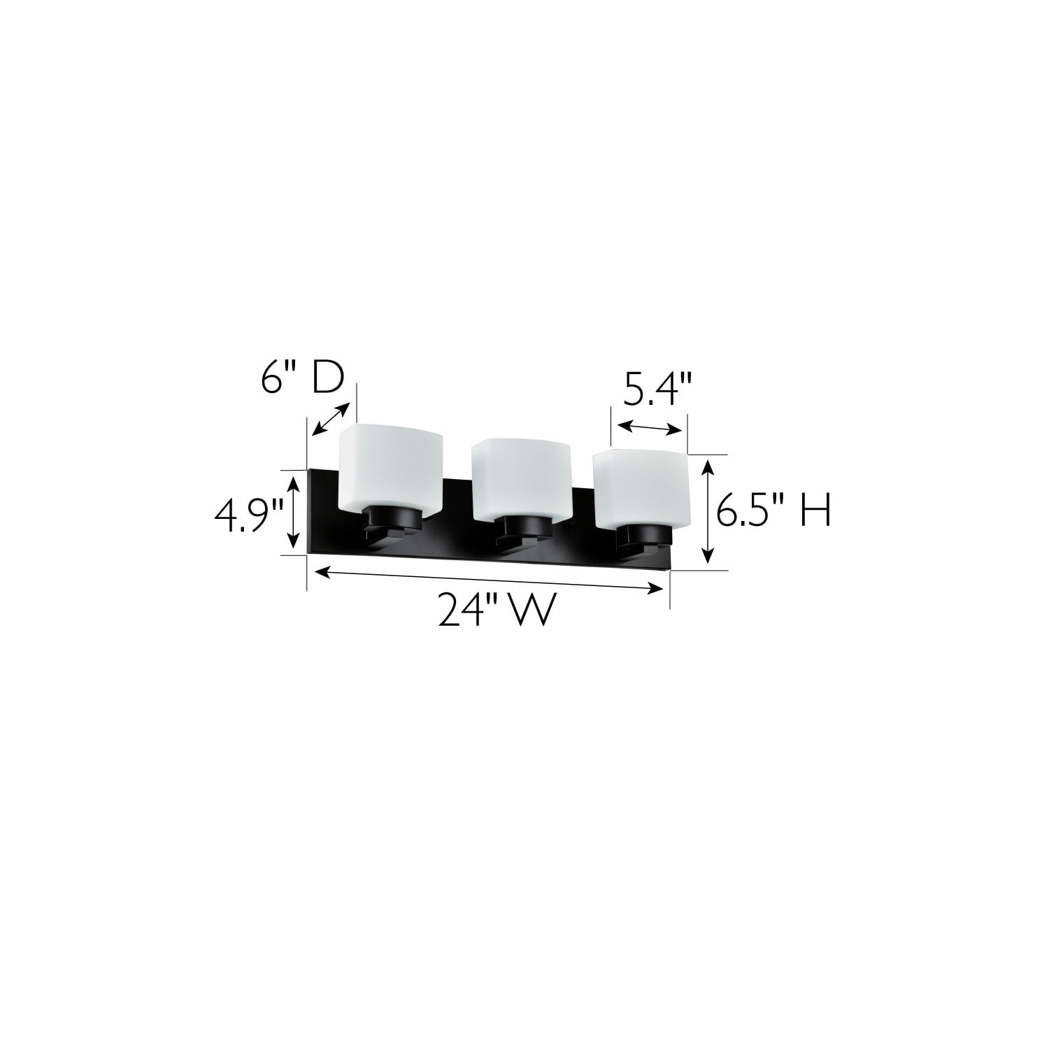 Design House Dove Creek 3-Light Dimmable Bathroom Vanity Light with Frosted Glass, Matte Black