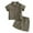 Army Green, variant on Boys Summer Set,Solid Color Short - Sleeved Shirt School Uniform Cotton - Linen Two-piece Set Light Blue 7-8T