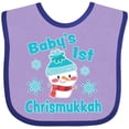 thumbnail image 3 of Inktastic Baby's 1st Chrismukkah with Cute Snowman and Snowflakes Boys or Girls Baby Bib, 3 of 4