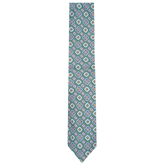 Altea Milano Men's Green / Blue Brown Geometric Silk Necktie - One Size