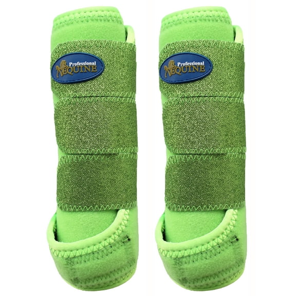 Horse Medium Professional Equine Sports Medicine Splint Boots Glitter Lime 4142A