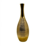 ceramic gold bowling pin vase. 16.5x6x3.5".