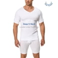 thumbnail image 2 of Comfneat Men's 3-Pack Undershirts Stretchy Cotton Spandex V-Neck T-Shirts (White 3-Pack, L), 2 of 6