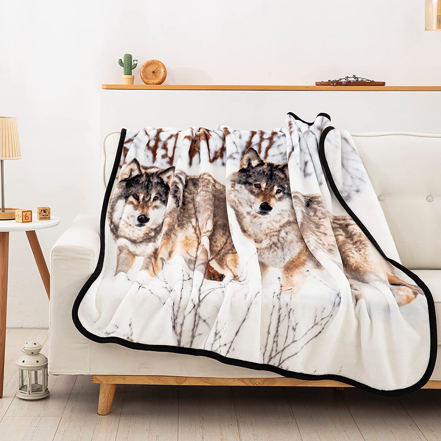 Winter Wolves Raschel Throw Blanket, 50 x 60 inches