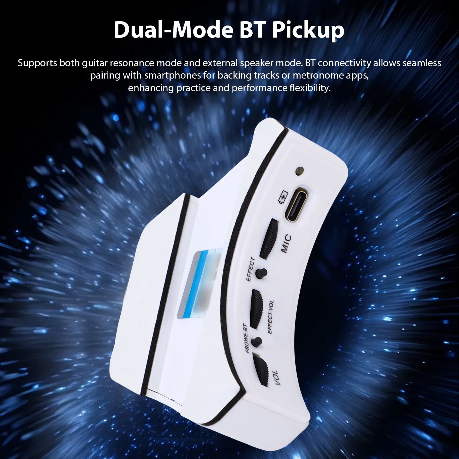 Guitar Pickup Acoustic Guitar Pickup with Feedback Suppression DSP Effects BT Rechargeable Battery for Performance Teaching Street Playing Guitar Amplifier