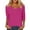Hot Pink, variant on Razzly Women's Casual T-Shirts - Versatile Solid Color Print Neck Low Cut 3/4 Sleeve Tops for Everyday Wear and(Purple,S)