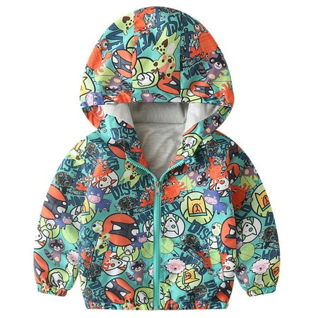 

Toddler Kids Baby Girls Boys Cartoon Dinosaur Jacket Zipper Hooded Windproof Coat Windbreaker Outwear Fashion Kids Parkas Outerwear