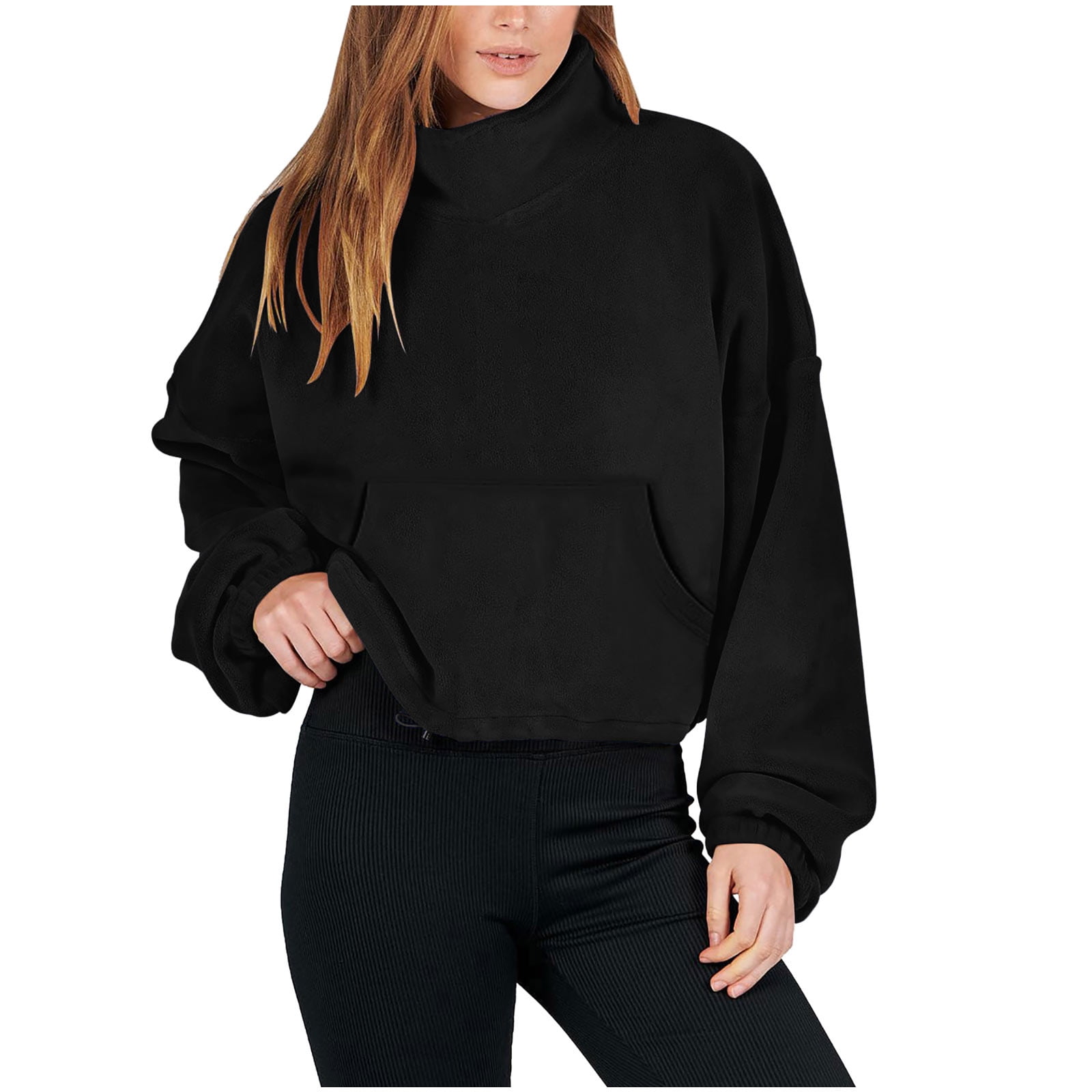 Fleece turtleneck sweatshirt sale