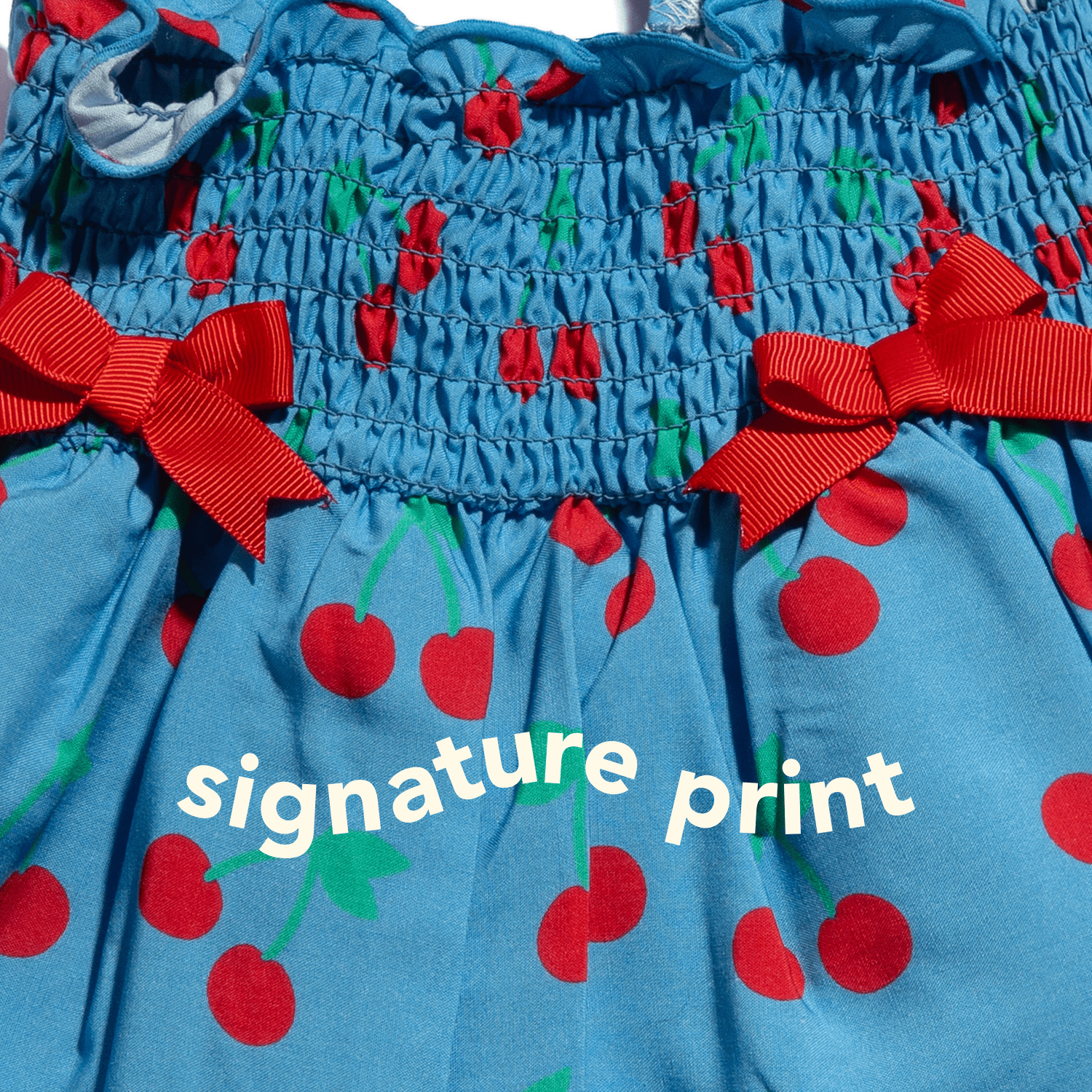 Oodles Blue Tart Cherries Spring Ruffled Dog Dress, XS