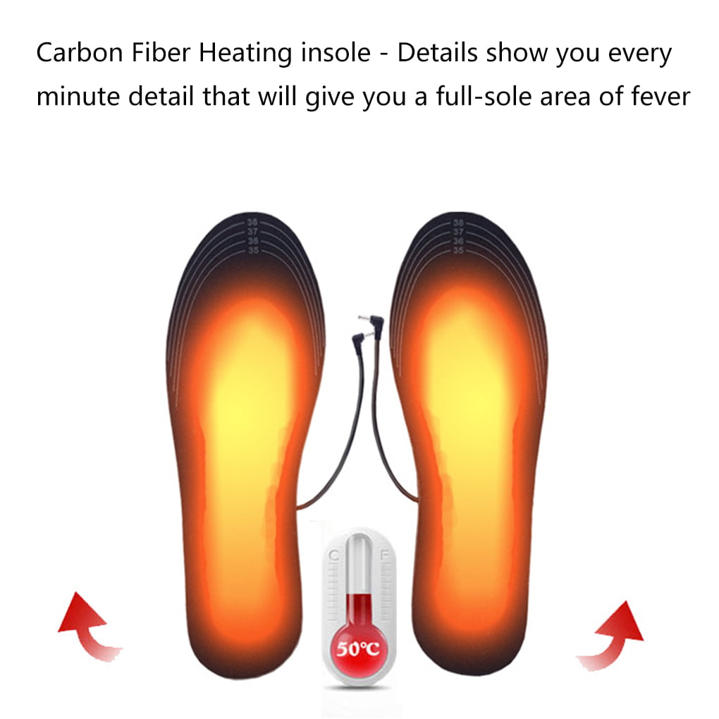1 Pair USB Heated Shoe Insoles Foot Warming Pad Winter Feet Warmer Sock Pad Mat 