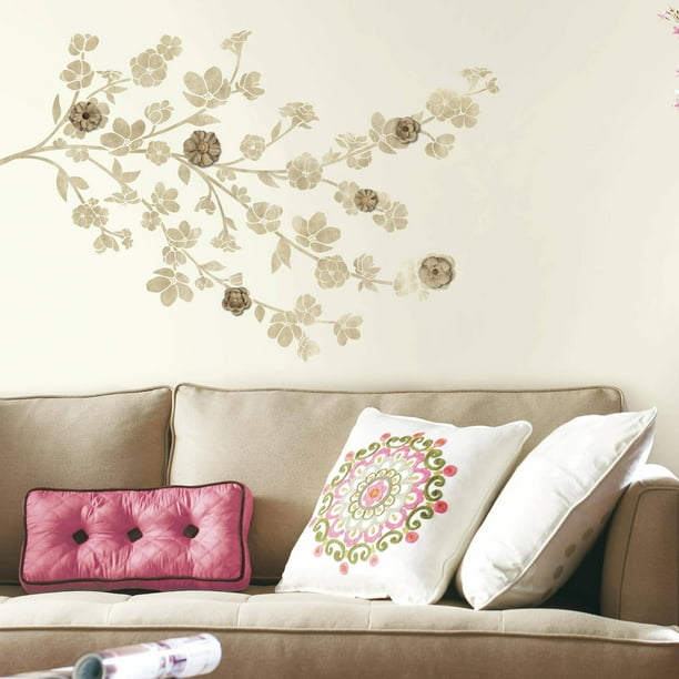 Roommates Floral Blossom Peel and Stick Giant Wall Decals with 3D Flower Embellishments
