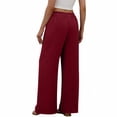 thumbnail image 4 of ClodeEU Women's Elastic Waist Wide Leg Pants,Casual Loose Fit Lounge Trousers with Pockets Wine,Women's Plus M, 4 of 6