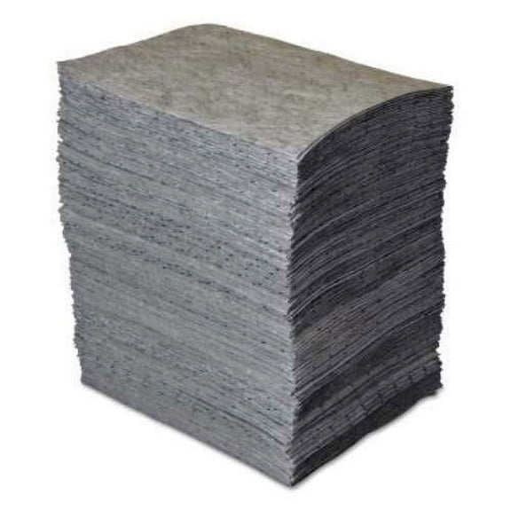 Brady 15'' X 19'' SPC GP Gray 1-Ply Meltblown Polypropylene Dimpled Light Weight Double Coverage Sorbent Pad (200 Per Bale)