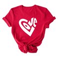 thumbnail image 4 of Womens Red Tops Tees Love Heart Valentines Day Tshirt Short Sleeve Summer Casual Cute Graphic Tees, XL, 4 of 5