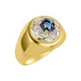 thumbnail image 3 of RYLOS Men's Rings 14K Yellow Gold Designer Gypsy 7MM Round Gemstone & Diamond Ring Alexandrite June Birthstone Rings Size 9, 3 of 6