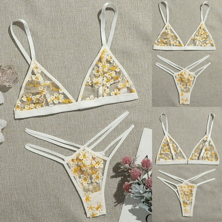 Sentmoon Lingerie for Women Sexy LingerieFlower Embroidery G-string Thong Underwear Sleepwear New Fashion Valentines Lingerie Valentines Day Gifts for Her Deals of the Day Clearance