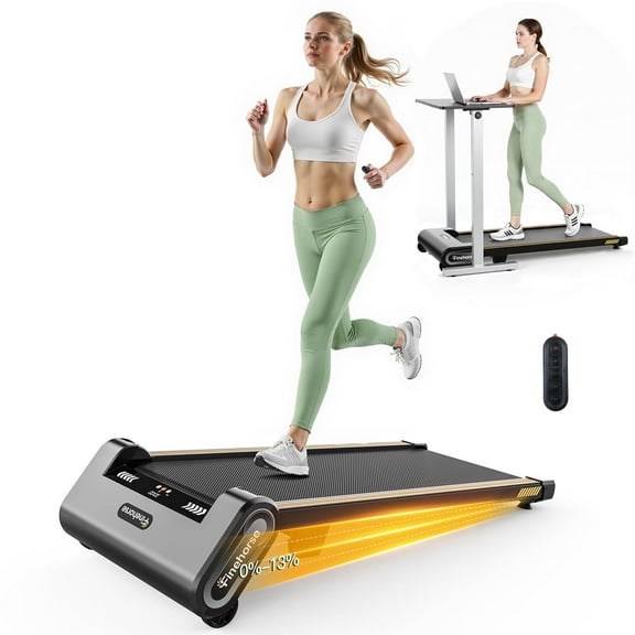 UP PAD 13% Max Auto Incline Walking Pad Treadmill, 6-Level Walking Desk with Remote Control, LED Display, 330Lbs Capacity, for Holiday gift