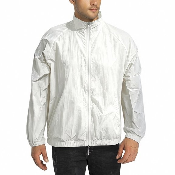 WRKEKC Windbreaker Jackets for Men Lightweight Quick Dry Breathable Sun-Proof Coat for Daily Jogging Outdoor Sports Use