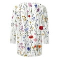 thumbnail image 5 of QUNYINEY Floral Shirts for Women Casual 3/4 Sleeve Crew Neck White Tops Loose Drop Shoulder Pullover T-Shirts Tops for Women Trendy, 5 of 5