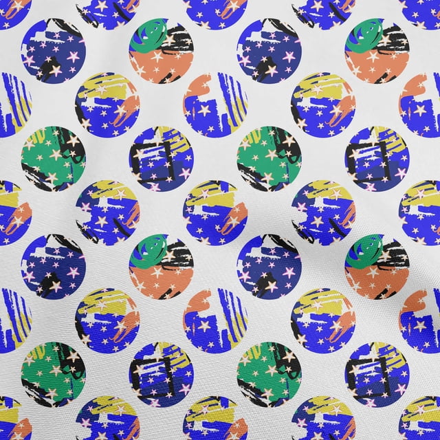 oneOone Georgette Viscose Blue Fabric Abstract Galaxy Circle Sewing Material Print Fabric By The Yard 42 Inch Wide