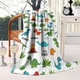 thumbnail image 2 of White Dinosaurs Volcanoes Leaves Pattern Blanket,Comfortable Soft Lamb Wool Throw Blanket,All Season,Warm Lightweight Blankets for Sofa Bed Couch Living Room Chair,40"x50", 2 of 4