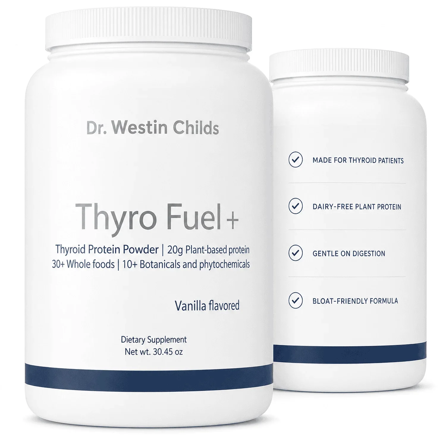 DR. WESTIN CHILDS Thyro Fuel+ | Thyroid Supporting Protein Powder (Pea, Chia, Rice & Flax) 30+ Superfoods & 10 botanicals, Non-GMO | 30-Day Supply Vanilla Flavor (Gluten-Free, Dairy-Free, Soy-Free)