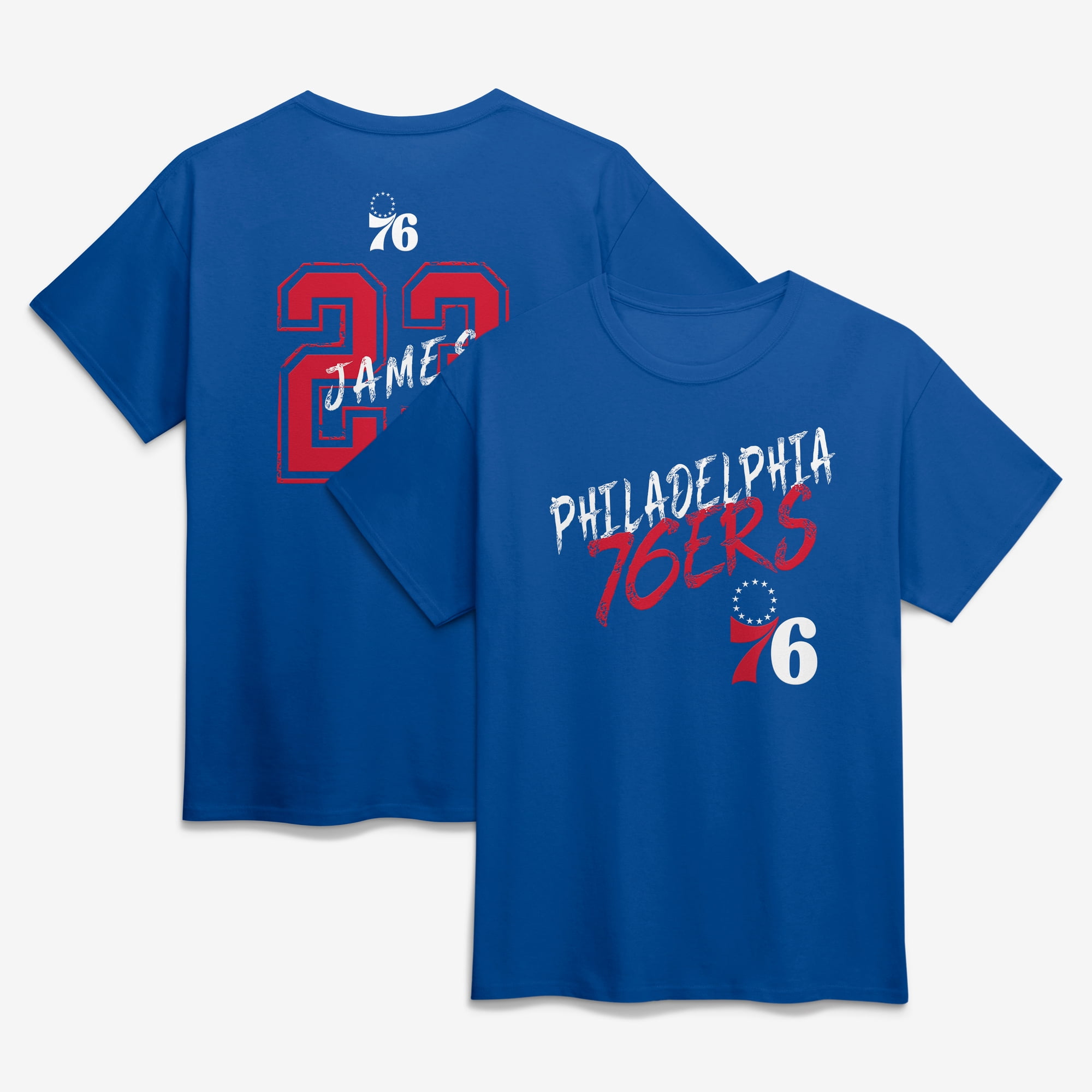 Men's LeBron James Royal Philadelphia 76ers Hustle Name & Number T-Shirt