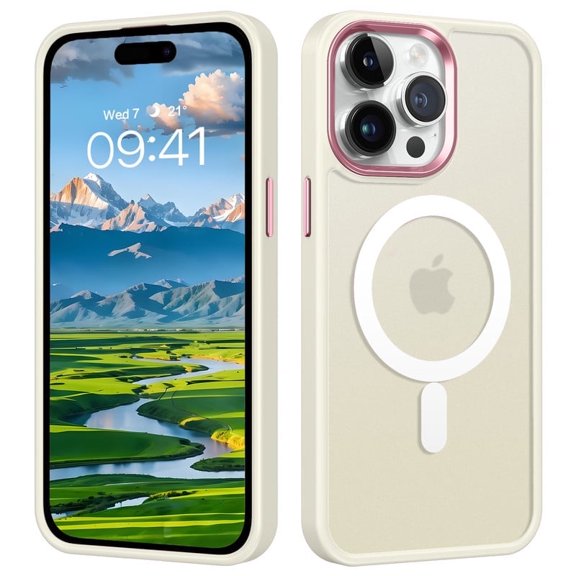 TELASO iPhone 15 Pro Magnetic Case compatibal with all Magsafe chargers,Shockproof Drop Protection,Slim Protective Cover,White