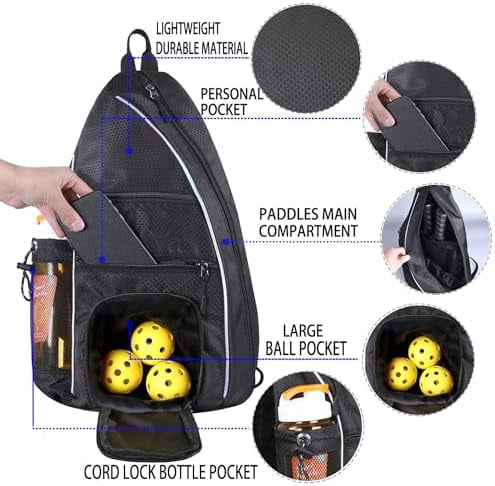 Pickleball Bag - Pickleball Bags for Women Men - Pickleball Backpack - Travel Pickleball Paddle Case, Pickle Ball Bag for Pickleball Paddle Tennis Racket, Protable Pickleball Sling Bag