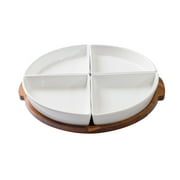 Better Homes & Gardens Acacia and Stoneware 5pc Lazy Susan Set, 15.35INW x 14.17IND x 2.8INH