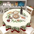 thumbnail image 7 of Christmas Round Tablecloth 70 Inch Red Xmas Holly Leaves Berries Pattern Circle Table Cloth Winter Holiday Decorative Table Cover for Kitchen Dinner Home Decor, 7 of 7