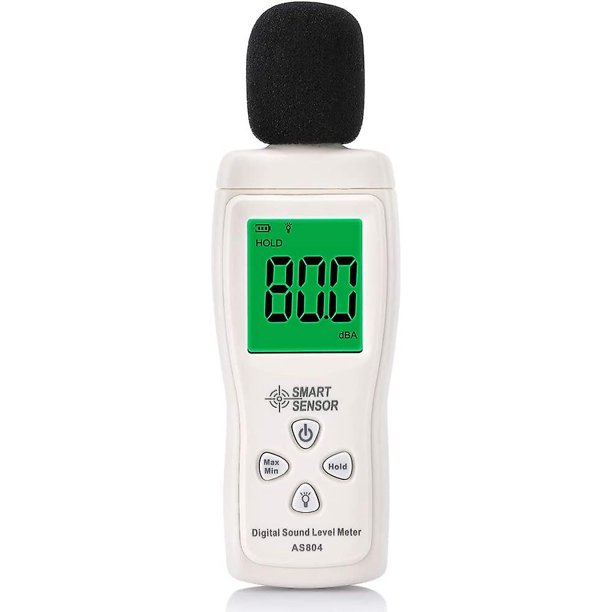 Medidor de nivel de sonido digital, probador de decibelios digital, medidor de decibelios profesional 30-130dba, datos mínimos/máximos, batería baja, pantalla LCD retroiluminada, automático,11 Feliz Sencillez
