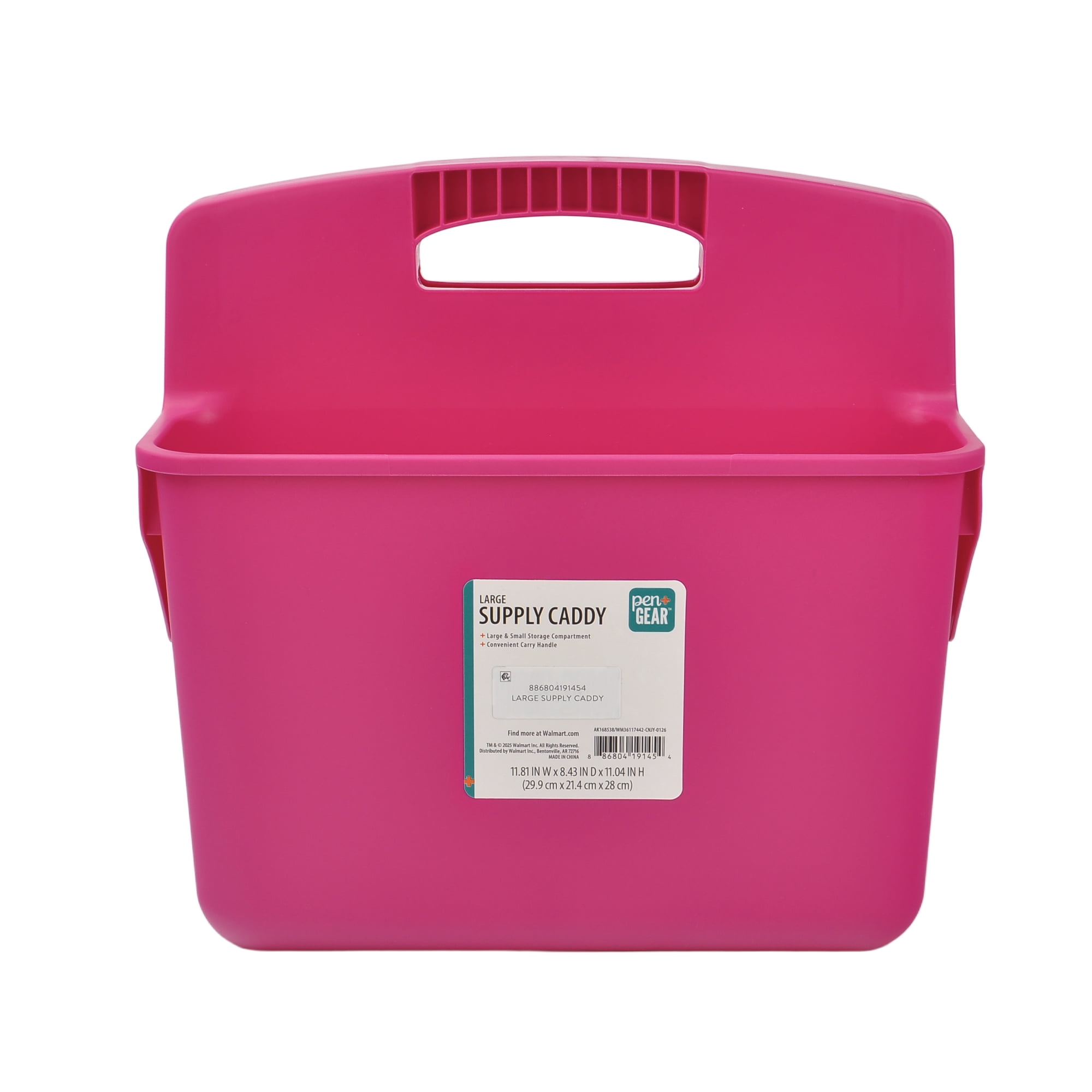 Pen+Gear 4-Compartment Plastic Supply Caddy Desk Organizer, Pink