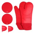 thumbnail image 4 of Guantes resistentes al calor BuyWeekMX manoplas de silicona gruesas para hornear estética elegante, 4 of 9