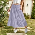 thumbnail image 2 of hotojiny Long Skirt for Girls Kids Drawstring A-Line Midi Skirts High Waist Tiered Flowy Ruffle Beach Vaction Outfit(Purple,7-8 Years), 2 of 9
