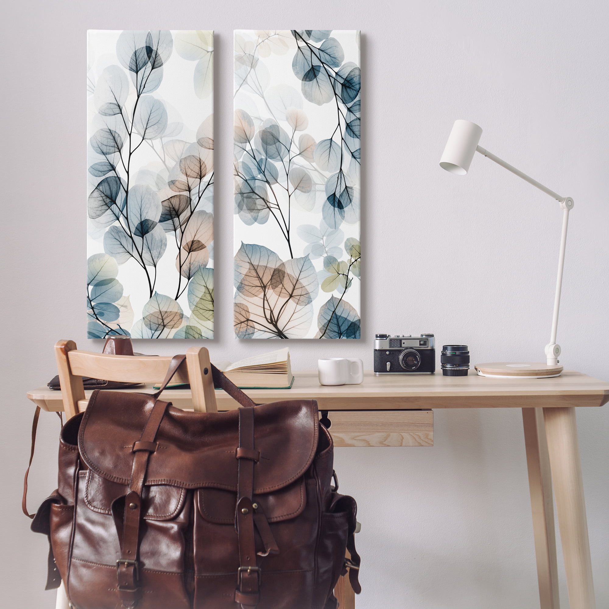 Stupell Industries Elegant Abstract Botanical Plant Leaves Pattern Collage Photography Gallery-Wrapped Canvas Print Wall Art Set of 2, 13x30, by Albert Koetsier