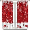 thumbnail image 3 of Merry Christmas Curtains, Christmas Ball Winter Snowflakes Glitter Red Print Rod Pocket Thermal Drapes for Living Room Bedroom Kitchen Window Treatment, 84x84 Inch, 3 of 7