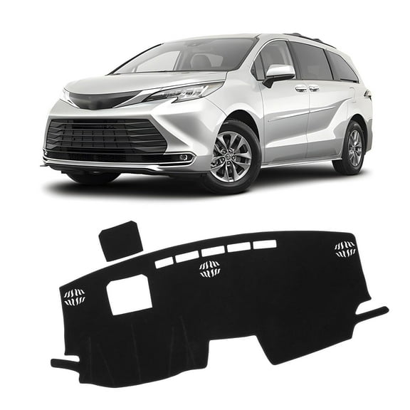 Car Dash Cover for Sienna 2021-2024 2025 2026 Non-Slip Polyester Center Console Dash Cover Interior for Sienna Accessories Custom Fit Dash Mat Sunshade Windshield No Glare Black(Without HUD)