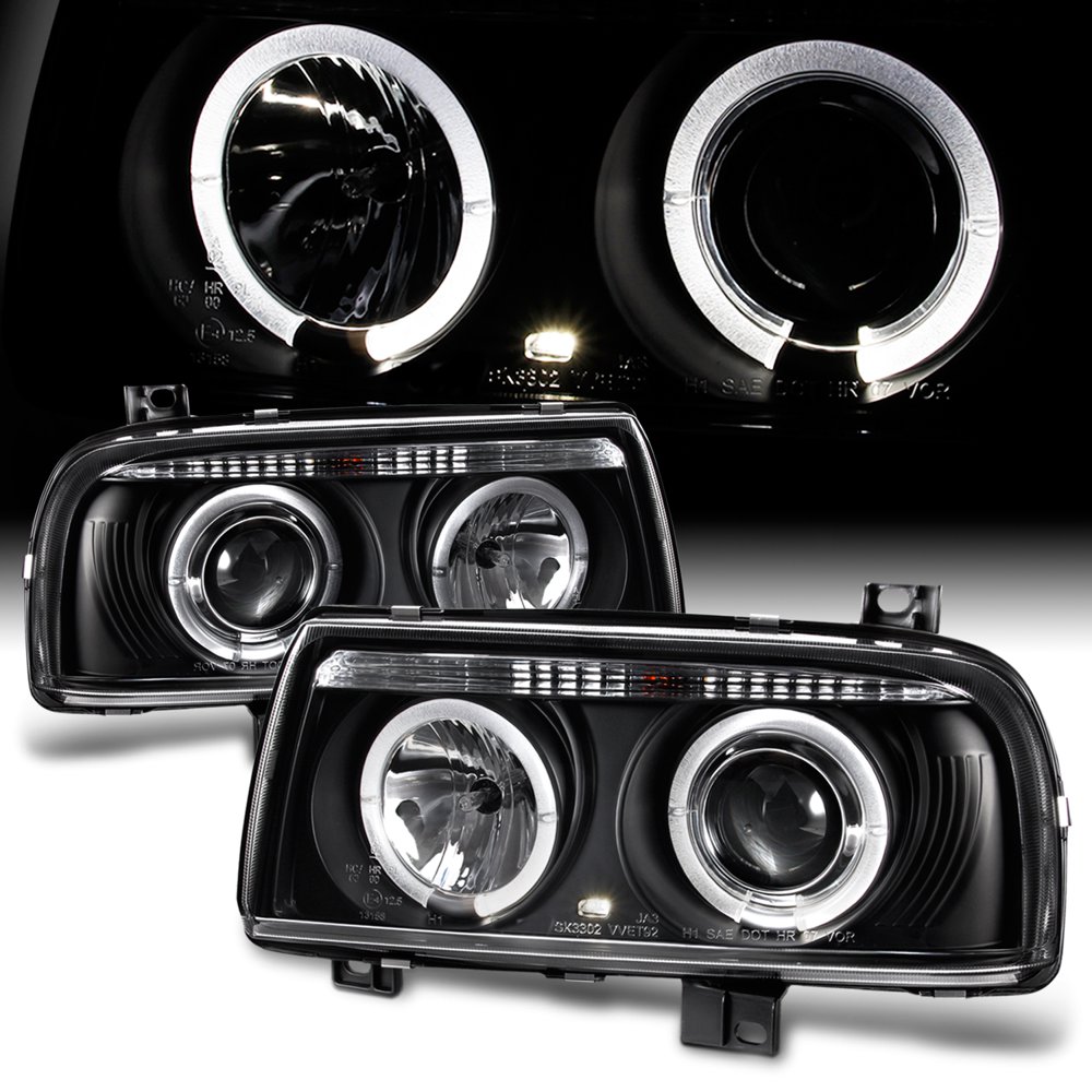 Fits 9398 Jetta Mk3 Dual Halo Projector Headlights Lamps Lights Left
